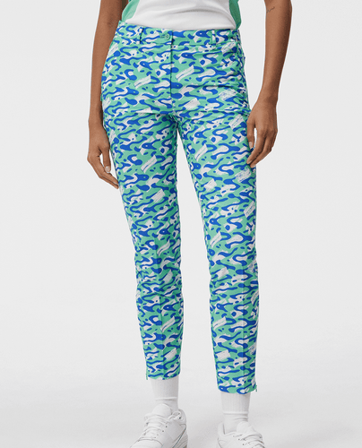 SIZE 12-14 - J.Lindeberg Pia Print Golf Ankle Trouser 27.5'' Caldera Jade Cream