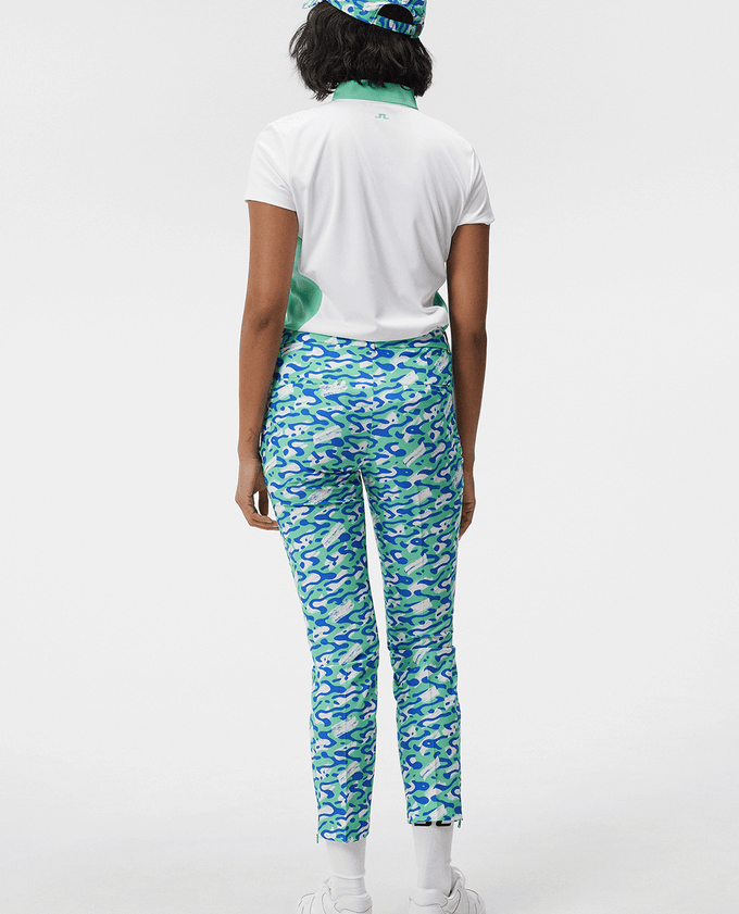 SIZE 12-14 - J.Lindeberg Pia Print Golf Ankle Trouser 27.5'' Caldera Jade Cream