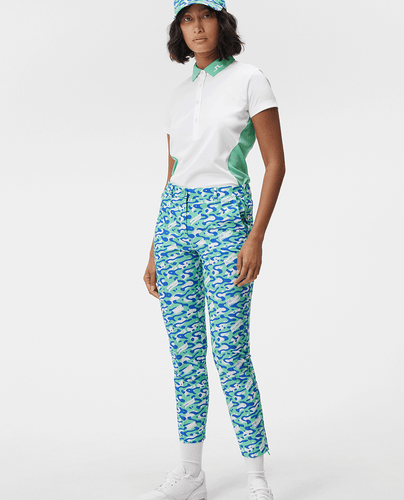 SIZE 12-14 - J.Lindeberg Pia Print Golf Ankle Trouser 27.5'' Caldera Jade Cream