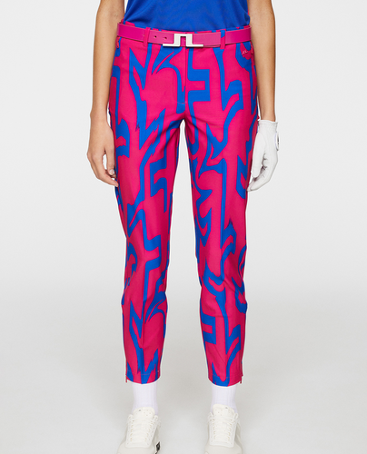 SIZE 12 - J.Lindeberg Pia Print Golf Ankle Trouser 27.5'' Glitch Bridge Pink