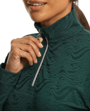 SIZE XL - ISLAND GREEN Jacquard 1/4 Zip Winter Top 2314 Teal