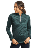 SIZE L - ISLAND GREEN Brushed 1/4 Zip Printed Winter Top 2315 Teal/Navy