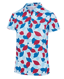 ISLAND GREEN All-over Leaf Print Polo 330 Blue/red