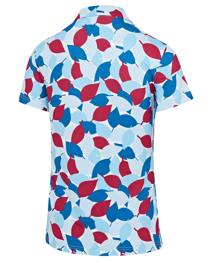 ISLAND GREEN All-over Leaf Print Polo 330 Blue/red