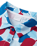 ISLAND GREEN All-over Leaf Print Polo 330 Blue/red