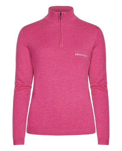 SIZE S - ROHNISCH Kora Knitted Half Zip Carmine Rose
