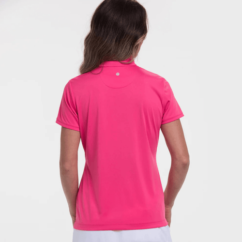 SIZE L - EP NEW YORK Zip Mock Short Sleeve Polo 5110 Fruit Punch