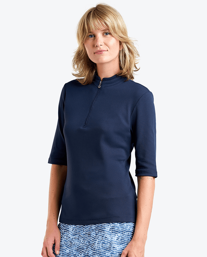 SIZE S - NIVO Noa Elbow Sleeve Polo 103 Navy