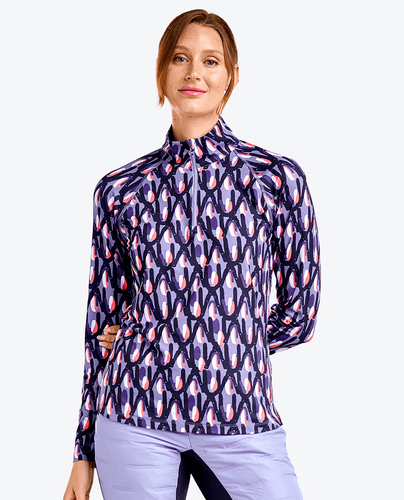 NIVO Dallas Mock Long Sleeve Polo 191 Pansy Garden