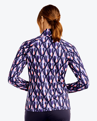 NIVO Dallas Mock Long Sleeve Polo 191 Pansy Garden