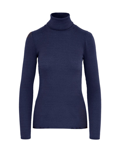 SWING OUT SISTER Nia Ribbed Winter Roll Neck True Navy