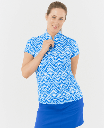 SIZE S - PURE GOLF Rise Cap Sleeve Polo 007 Santorini Skies