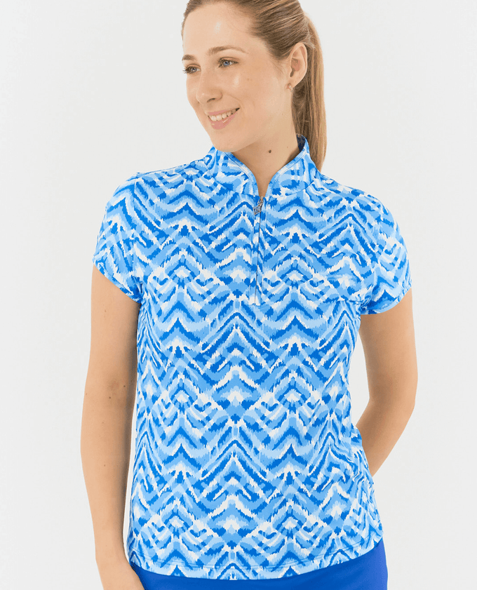 SIZE S - PURE GOLF Rise Cap Sleeve Polo 007 Santorini Skies