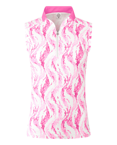SIZE S - PURE GOLF Felicity Sleeveless Polo 030 Rose Water