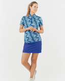 SIZE XL - PURE GOLF Ellen Short Sleeve Zip Polo 036 Floating Palms Yale