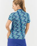 SIZE XL - PURE GOLF Ellen Short Sleeve Zip Polo 036 Floating Palms Yale