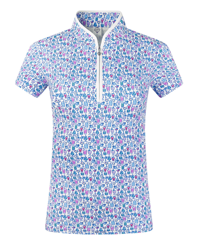 SIZE XS - PURE GOLF Ellen Short Sleeve Zip Polo 036 Over Eighteen
