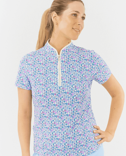SIZE XS - PURE GOLF Ellen Short Sleeve Zip Polo 036 Over Eighteen
