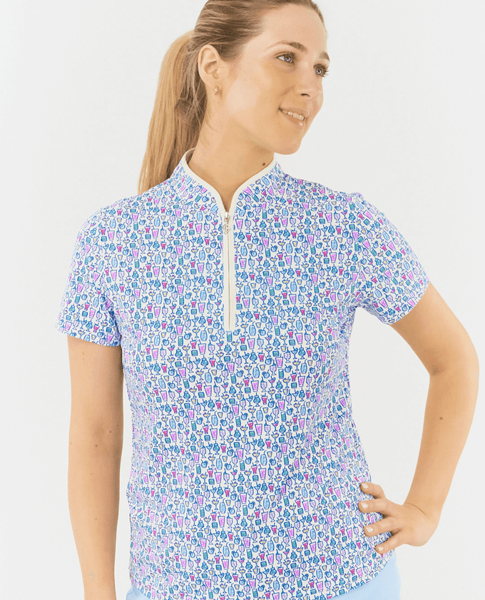 SIZE XS - PURE GOLF Ellen Short Sleeve Zip Polo 036 Over Eighteen