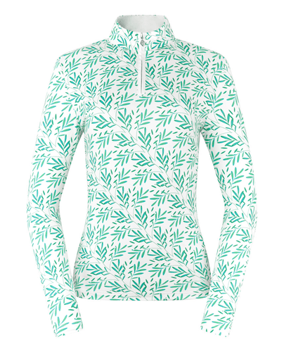 PURE GOLF Serenity Quarter Zip 441 Floating Palms White