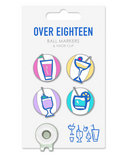 PURE GOLF Ball Markers & Visor Clip Set Over Eighteen