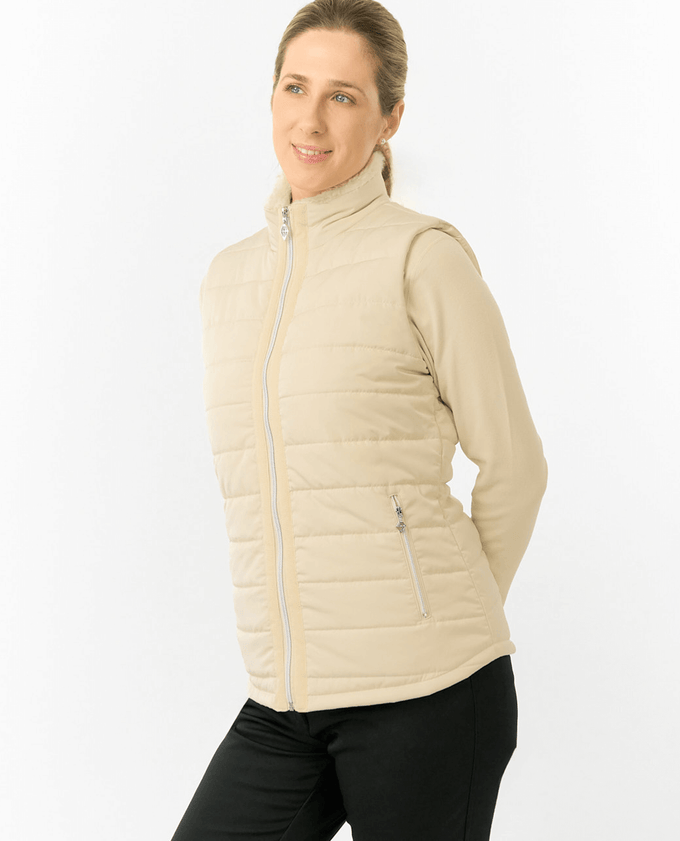 PURE GOLF Hemisphere Faux Fur Vest 411 Limestone