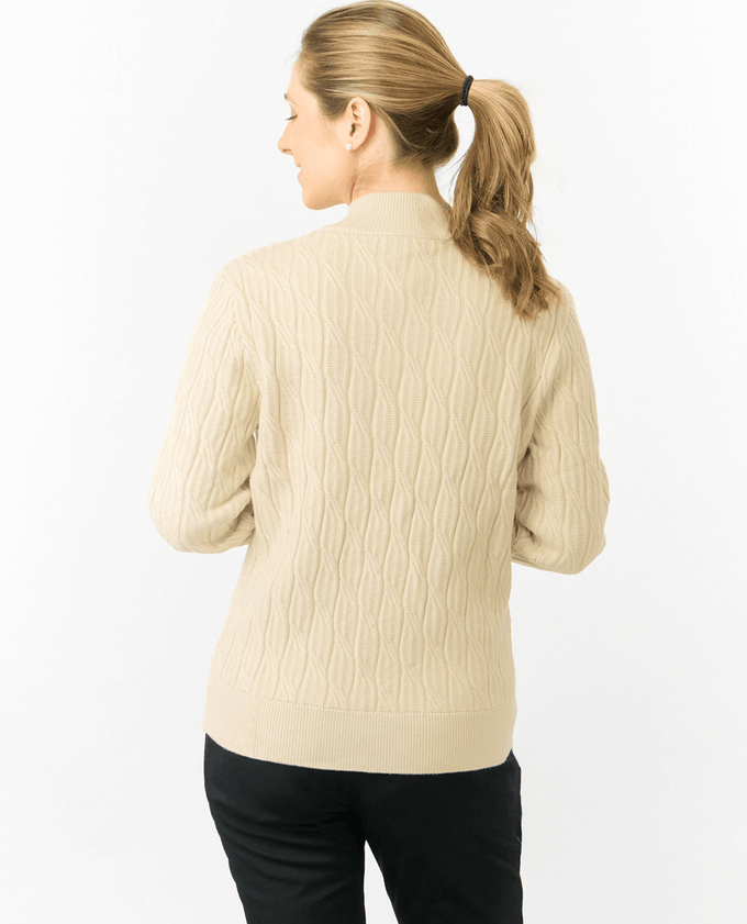 PURE GOLF Margot Knit Lined Quarter Zip Jumper 506 Limestone