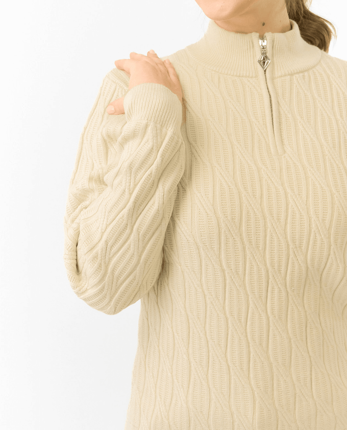 PURE GOLF Margot Knit Lined Quarter Zip Jumper 506 Limestone