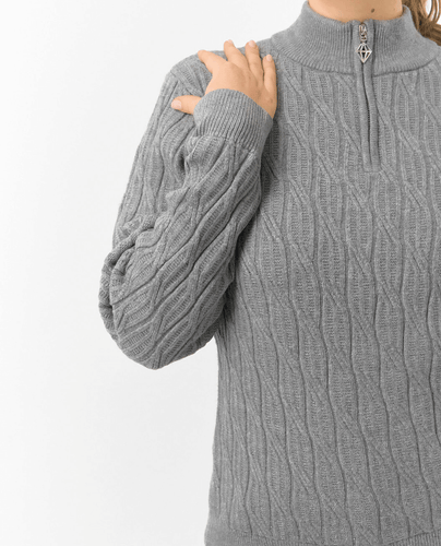PURE GOLF Margot Knit Lined Quarter Zip Jumper 506 Charcoal Grey