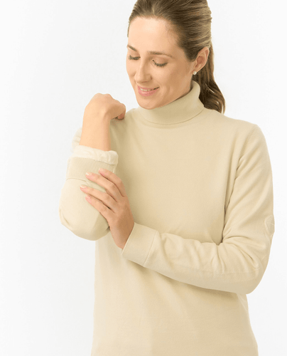 PURE GOLF Sarah Fur-lined Roll Neck Jumper 521 Limestone