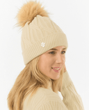 PURE GOLF Margot Waterproof Lined Bobble Hat Limestone
