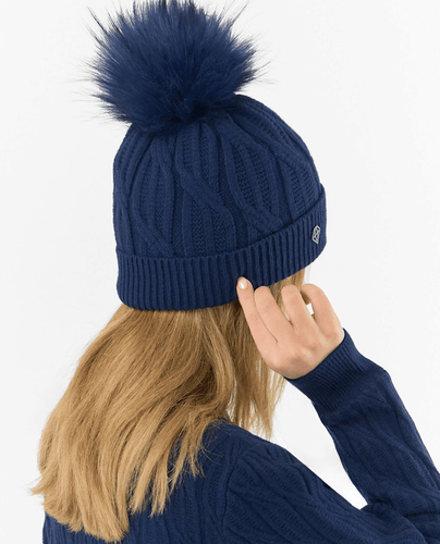 PURE GOLF Margot Waterproof Lined Bobble Hat Navy