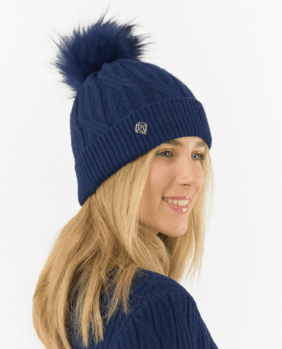PURE GOLF Margot Waterproof Lined Bobble Hat Navy