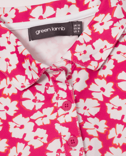SIZE 12 - GREEN LAMB Odelle Short Sleeve Polo 067 Carnation Print