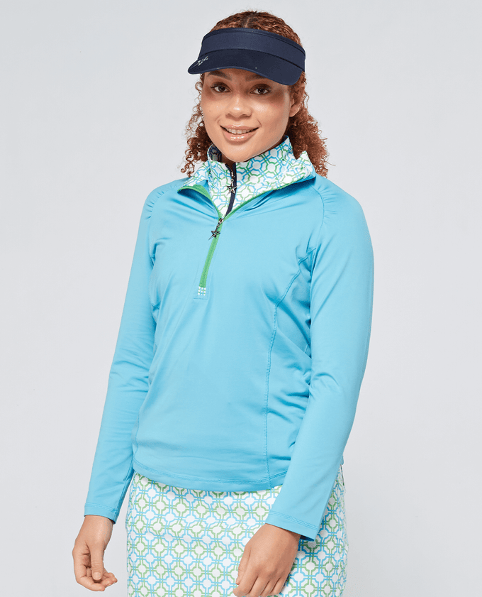 SIZE S - SWING OUT SISTER Celeste 1/4 Zip Dazzling Blue