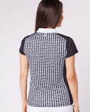 SIZE XXL - SWING OUT SISTER Beth Pattern Cap Sleeve Polo Black Love Golf