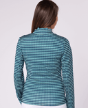 SIZE L - SWING OUT SISTER Layla 1/4 Zip Long Sleeve Top Aquatic Awe