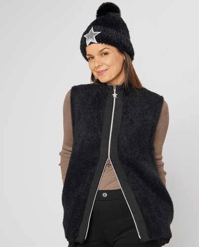 SWING OUT SISTER Leo Knit Vest Pitch Black