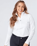SIZE XXL - SWING OUT SISTER Stardust Brushed 1/4 Zip Top White Magic Stars