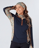 SIZE M - SWING OUT SISTER Sophie 1/4 Zip Top Apricot & Sage