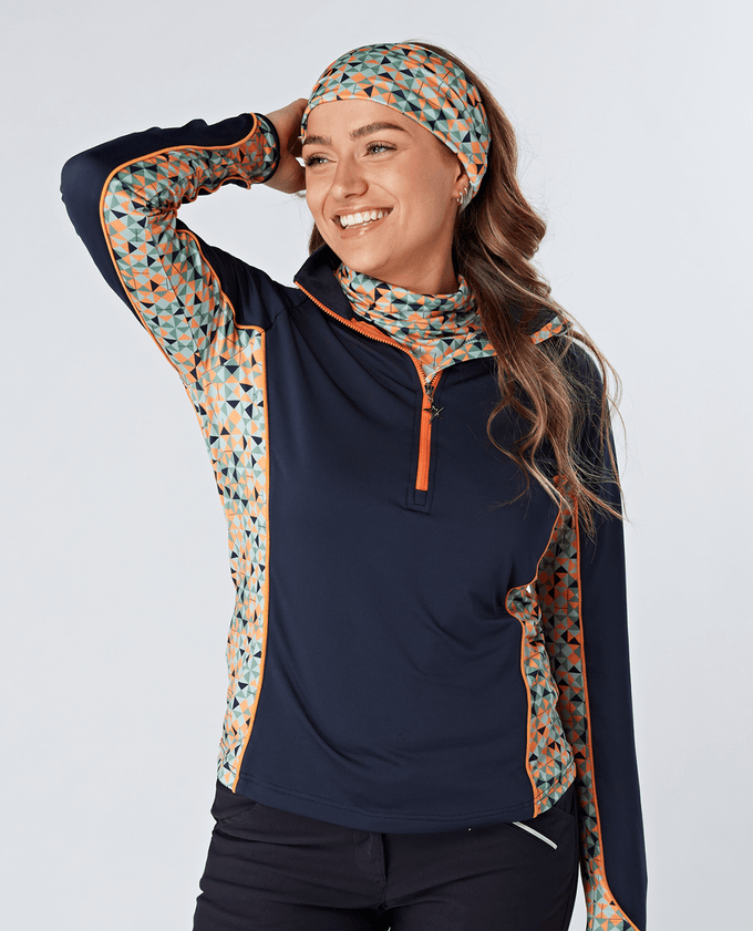 SIZE M - SWING OUT SISTER Sophie 1/4 Zip Top Apricot & Sage