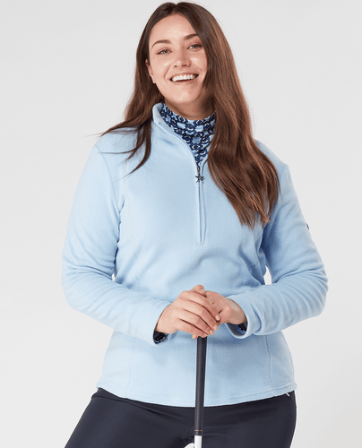 SIZE XXL - SWING OUT SISTER Bonny Fleece 1/4 Zip Chambray Blue