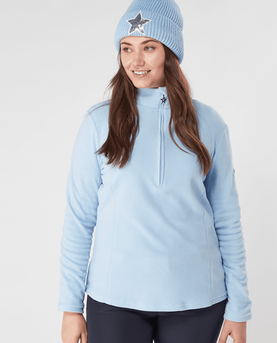 SIZE XXL - SWING OUT SISTER Bonny Fleece 1/4 Zip Chambray Blue