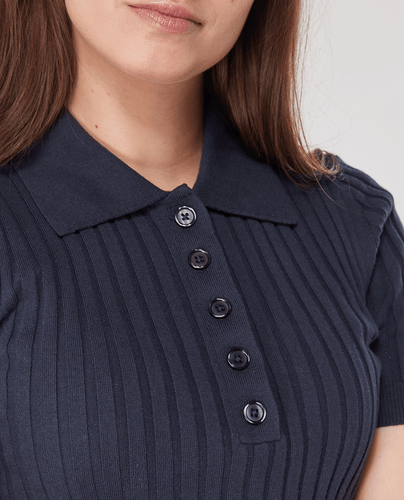 SWING OUT SISTER Abigail Knitted Polo Navy Blazer