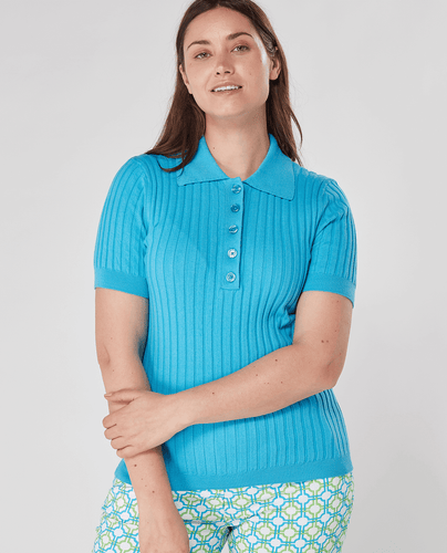 SWING OUT SISTER Abigail Knitted Polo Dazzling Blue