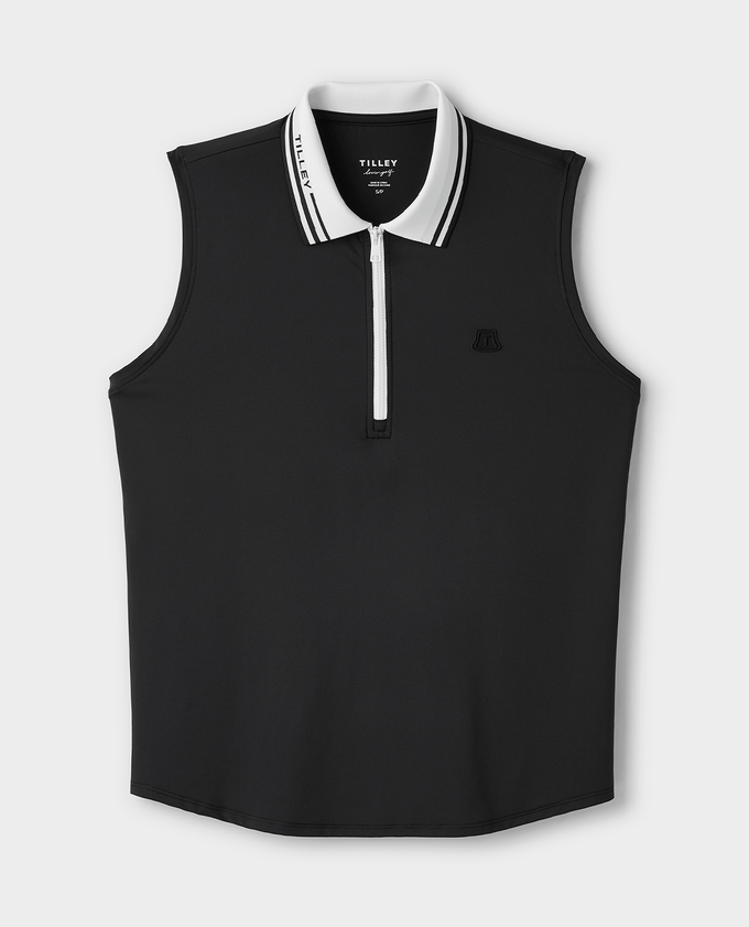 TILLEY Sleeveless Polo Black