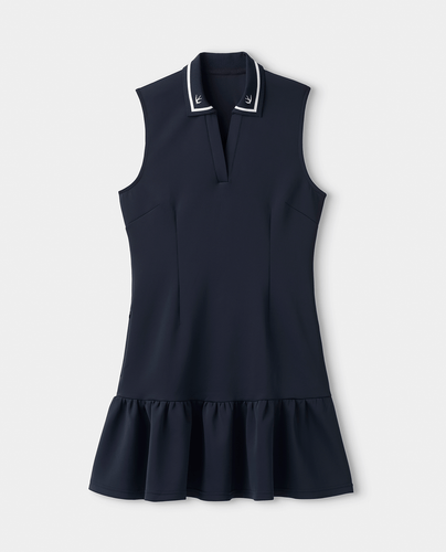 TILLEY Scuba Ruffle Hem Dress Navy