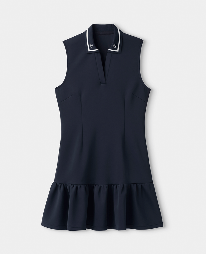 TILLEY Scuba Ruffle Hem Dress Navy