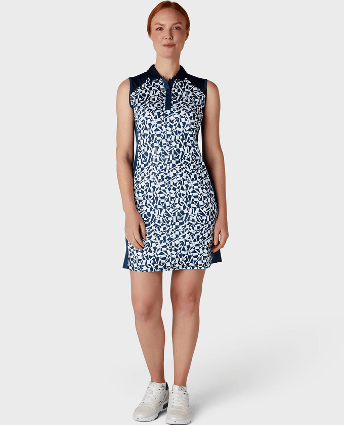 CALLAWAY Two-Tone Geo Sleeveless Dress CGDSE006 Peacoat Navy