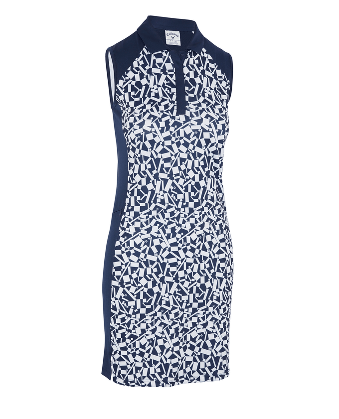 CALLAWAY Two-Tone Geo Sleeveless Dress CGDSE006 Peacoat Navy